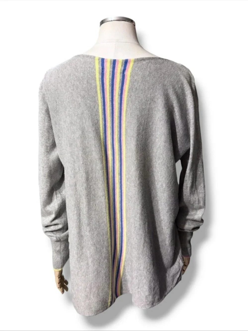 ZAKET & PLOVER Grey Cashmere Blend Abstract Scribble Boatneck Pullover Sweater